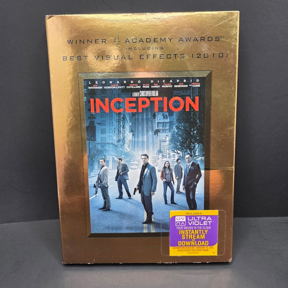 Inception DVD Christopher Nolan Sci-Fi Gold Slipcover DiCaprio Widescreen